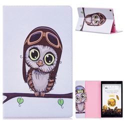 Owl Pilots Folio Stand Leather Wallet Case for Amazon Fire HD 10(2015)
