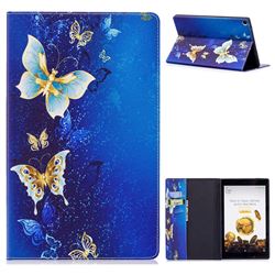 Golden Butterflies Folio Stand Leather Wallet Case for Amazon Fire HD 10(2015)