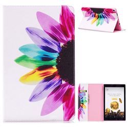 Seven-color Flowers Folio Stand Leather Wallet Case for Amazon Fire HD 10(2015)