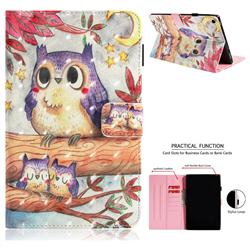 Purple Owl 3D Painted Leather Wallet Tablet Case for Amazon Fire HD 10(2015)