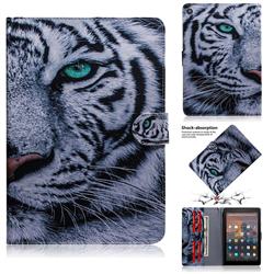 White Tiger Painting Tablet Leather Wallet Flip Cover for Amazon Fire HD 10(2015)