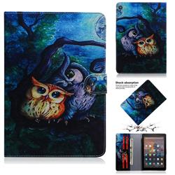 Oil Painting Owl Painting Tablet Leather Wallet Flip Cover for Amazon Fire HD 10(2015)