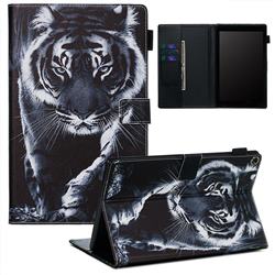 Black and White Tiger Matte Leather Wallet Tablet Case for Amazon Fire HD 10(2015)