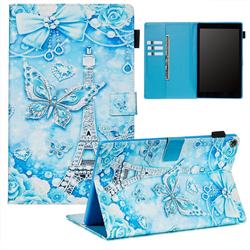 Tower Butterfly Matte Leather Wallet Tablet Case for Amazon Fire HD 10(2015)