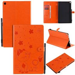 Embossing Bee and Cat Leather Flip Cover for Amazon Fire HD 10(2015) - Orange