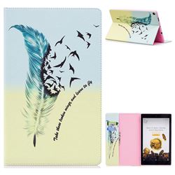 Feather Bird Folio Stand Leather Wallet Case for Amazon Fire HD 10 (2017)
