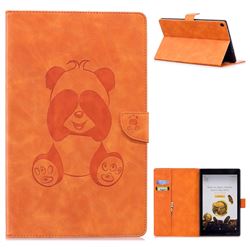 Lovely Panda Embossing 3D Leather Flip Cover for Amazon Fire HD 10 (2017) - Orange