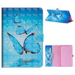 Blue Sea Butterflies 3D Painted Leather Tablet Wallet Case for Amazon Fire HD 10 (2017)