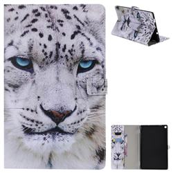 White Leopard Folio Flip Stand Leather Wallet Case for Amazon Fire HD 10 (2017)