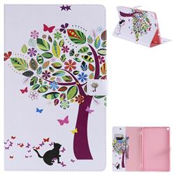 Cat and Tree Folio Flip Stand Leather Wallet Case for Amazon Fire HD 10 (2017)