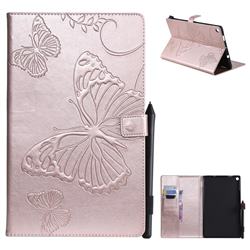 Embossing 3D Butterfly Leather Wallet Case for Amazon Fire HD 10 (2017) - Rose Gold