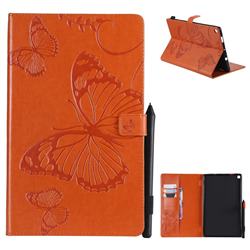 Embossing 3D Butterfly Leather Wallet Case for Amazon Fire HD 10 (2017) - Orange