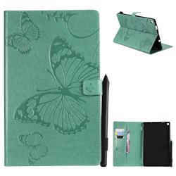 Embossing 3D Butterfly Leather Wallet Case for Amazon Fire HD 10 (2017) - Green