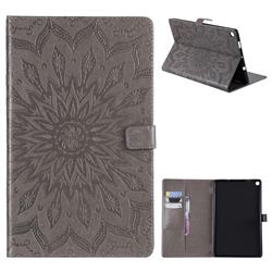 Embossing Sunflower Leather Flip Cover for Amazon Fire HD 10 (2017) - Gray