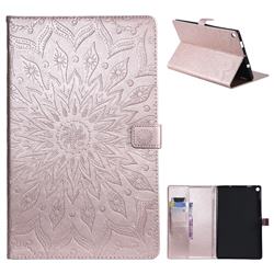 Embossing Sunflower Leather Flip Cover for Amazon Fire HD 10 (2017) - Rose Gold