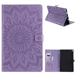 Embossing Sunflower Leather Flip Cover for Amazon Fire HD 10 (2017) - Purple
