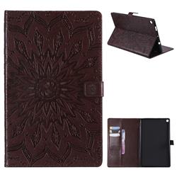 Embossing Sunflower Leather Flip Cover for Amazon Fire HD 10 (2017) - Brown