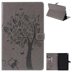 Embossing Butterfly Tree Leather Flip Cover for Amazon Fire HD 10 (2017) - Grey