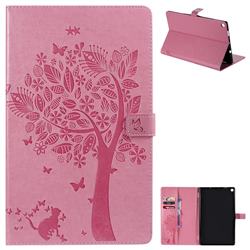 Embossing Butterfly Tree Leather Flip Cover for Amazon Fire HD 10 (2017) - Pink