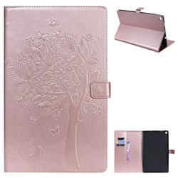 Embossing Butterfly Tree Leather Flip Cover for Amazon Fire HD 10 (2017) - Rose Gold