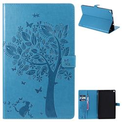Embossing Butterfly Tree Leather Flip Cover for Amazon Fire HD 10 (2017) - Blue