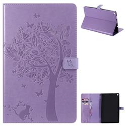 Embossing Butterfly Tree Leather Flip Cover for Amazon Fire HD 10 (2017) - Purple