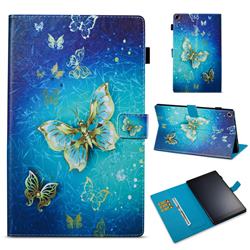Gold Butterfly Folio Stand Leather Wallet Case for Amazon Fire HD 10 (2017)