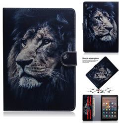Lion Face Painting Tablet Leather Wallet Flip Cover for Amazon Fire HD 10 (2017)