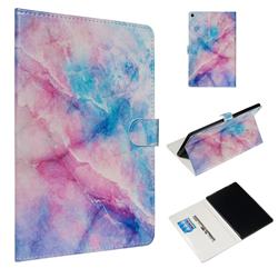 Blue Pink Marble Smooth Leather Tablet Wallet Case for Amazon Fire HD 10 (2017)