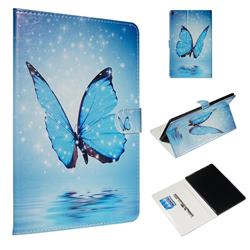 Blue Butterfly Smooth Leather Tablet Wallet Case for Amazon Fire HD 10 (2017)