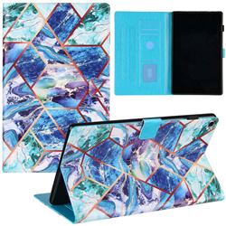 Green and Blue Stitching Color Marble Leather Flip Cover for Amazon Fire HD 10 (2017)