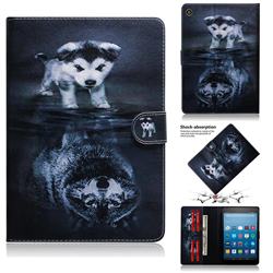 Wolf and Dog Painting Tablet Leather Wallet Flip Cover for Amazon Fire HD 8(2015)