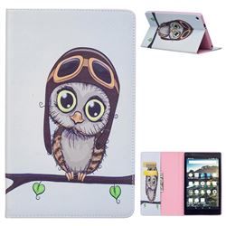 Owl Pilots Folio Stand Leather Wallet Case for Amazon Fire HD 8 (2016)