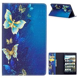 Golden Butterflies Folio Stand Leather Wallet Case for Amazon Fire HD 8 (2016)