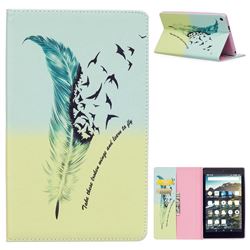 Feather Bird Folio Stand Leather Wallet Case for Amazon Fire HD 8 (2016)