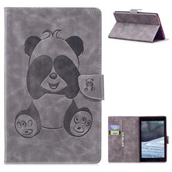 Lovely Panda Embossing 3D Leather Flip Cover for Amazon Fire HD 8 (2016) - Gray