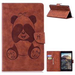 Lovely Panda Embossing 3D Leather Flip Cover for Amazon Fire HD 8 (2016) - Brown