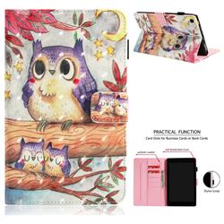 Purple Owl 3D Painted Leather Wallet Tablet Case for Amazon Fire HD 8 (2016)