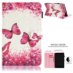 Rose Butterfly 3D Painted Leather Wallet Tablet Case for Amazon Fire HD 8 (2016)