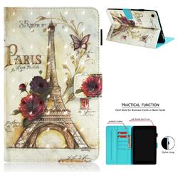 Flower Eiffel Tower 3D Painted Leather Wallet Tablet Case for Amazon Fire HD 8 (2016)