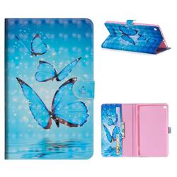 Blue Sea Butterflies 3D Painted Leather Tablet Wallet Case for Amazon Fire HD 8 (2016)