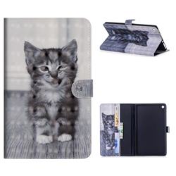 Smiling Cat 3D Painted Leather Tablet Wallet Case for Amazon Fire HD 8 (2016)