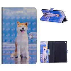 Smiley Shiba Inu 3D Painted Leather Tablet Wallet Case for Amazon Fire HD 8 (2016)