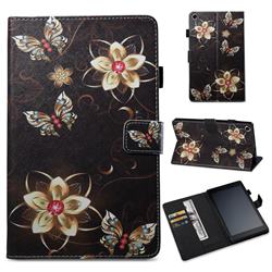 Golden Flower Butterfly Folio Stand Leather Wallet Case for Amazon Fire HD 8 (2016)