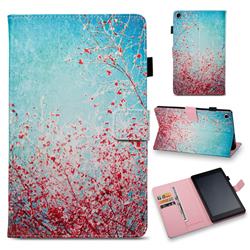 Cherry Blossoms Folio Stand Leather Wallet Case for Amazon Fire HD 8 (2016)