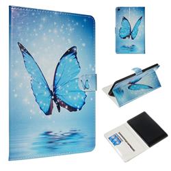 Blue Butterfly Smooth Leather Tablet Wallet Case for Amazon Fire HD 8 (2016)