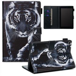 Black and White Tiger Matte Leather Wallet Tablet Case for Amazon Fire HD 8 (2016)