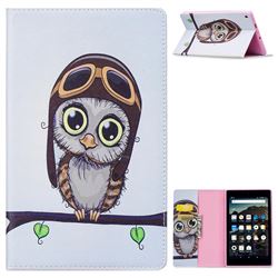 Owl Pilots Folio Stand Leather Wallet Case for Amazon Fire HD 8 (2017)