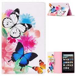 Vivid Flying Butterflies Folio Stand Leather Wallet Case for Amazon Fire HD 8 (2017)