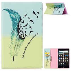 Feather Bird Folio Stand Leather Wallet Case for Amazon Fire HD 8 (2017)